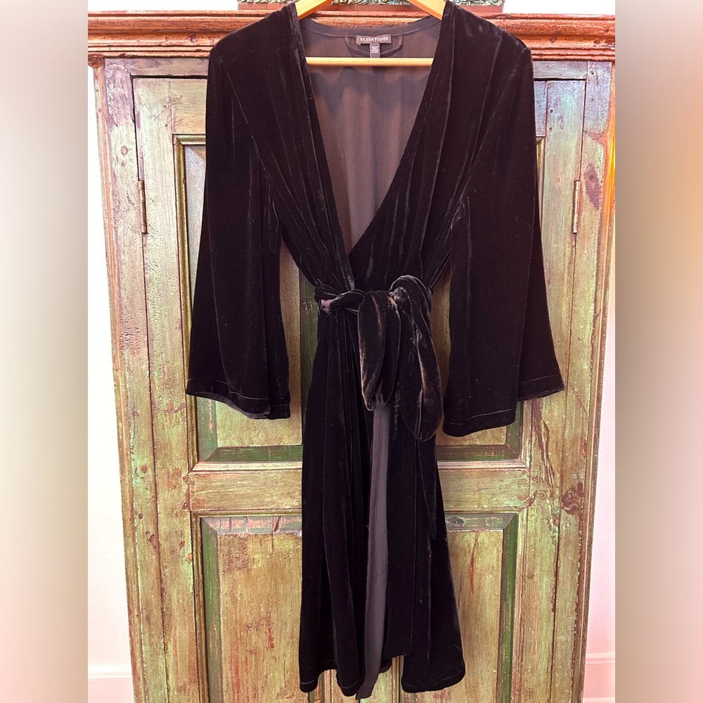 Eileen Fisher Velvet Wrap Cocktail Dress